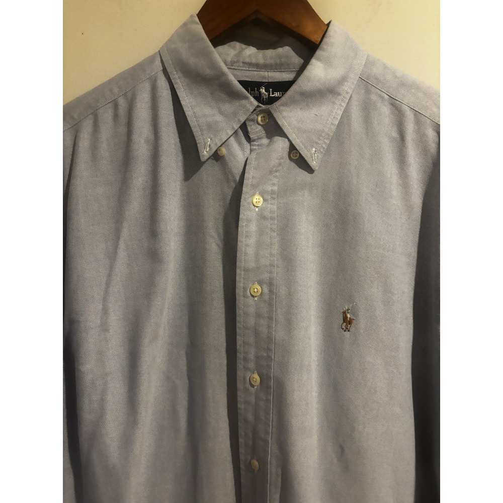 Vintage Polo‎ Ralph Lauren Mens Light Blue Dress ShirtButton Down Oxford 17 (35)